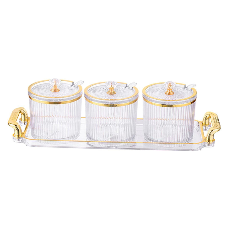 3 Pieces Sugar Spice Bowl Container, Spice Serving Jars Set, Decorative Storage Seasoning Container Box for Kitchen