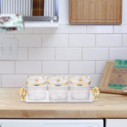 3 Pieces Sugar Spice Bowl Container, Spice Serving Jars Set, Decorative Storage Seasoning Container Box for Kitchen