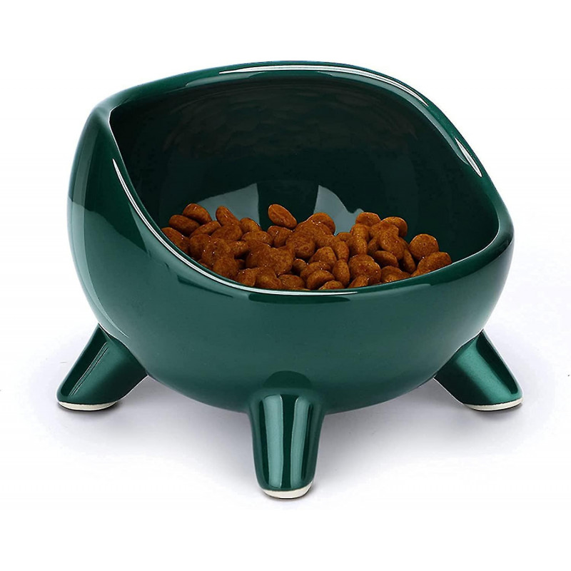 Cat Bowl Ceramic Raised Bowl For Cat/puppy, Angled Orthopedic Bowl For Adult Cat/kitten Fo