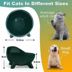 Cat Bowl Ceramic Raised Bowl For Cat/puppy, Angled Orthopedic Bowl For Adult Cat/kitten Fo