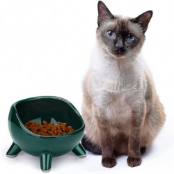 Cat Bowl Ceramic Raised Bowl For Cat/puppy, Angled Orthopedic Bowl For Adult Cat/kitten Fo