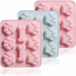 Moule de friandise pour chiot en silicone - Patte mignonne et os en forme de 2 en 1 - Facile à nettoyer, je