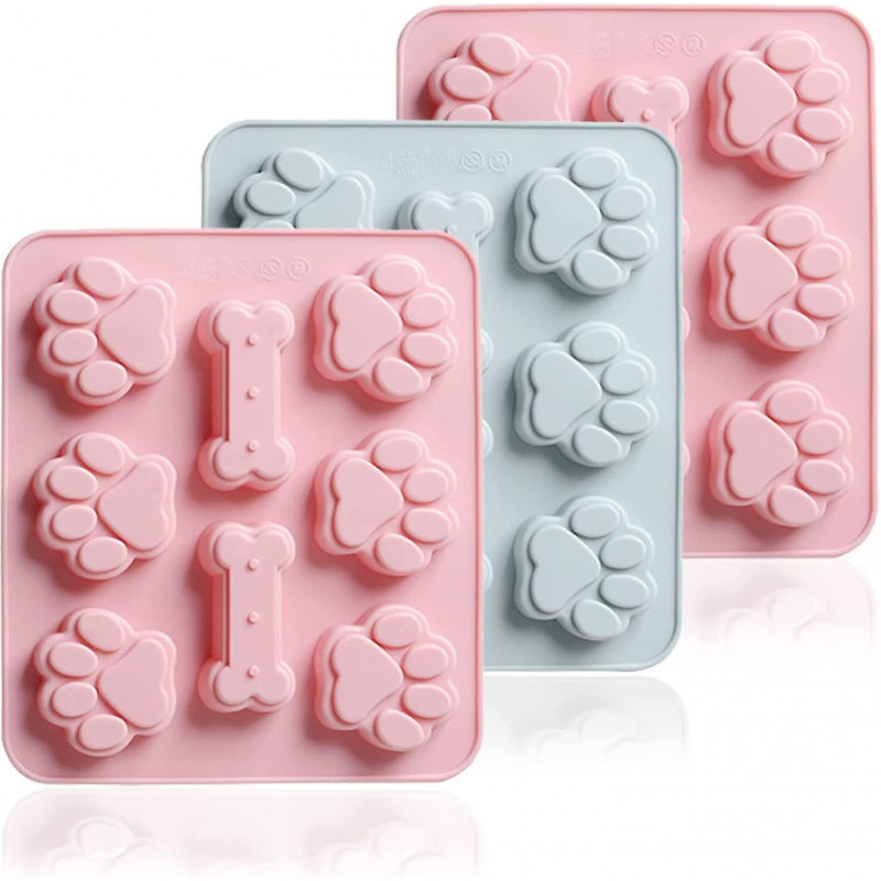 Moule de friandise pour chiot en silicone - Patte mignonne et os en forme de 2 en 1 - Facile à nettoyer, je