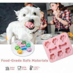Moule de friandise pour chiot en silicone - Patte mignonne et os en forme de 2 en 1 - Facile à nettoyer, je