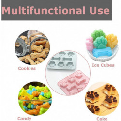 Moule de friandise pour chiot en silicone - Patte mignonne et os en forme de 2 en 1 - Facile à nettoyer, je