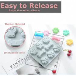 Moule de friandise pour chiot en silicone - Patte mignonne et os en forme de 2 en 1 - Facile à nettoyer, je