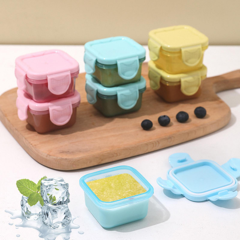 4Pcs Food Container Transparent Good Sealing Buckle Lid Design Stackable BPA-free Mini Fridge Crisper Storage Box