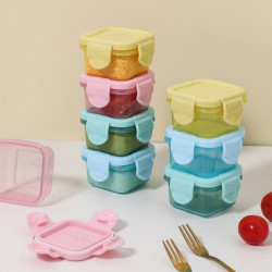 4Pcs Food Container Transparent Good Sealing Buckle Lid Design Stackable BPA-free Mini Fridge Crisper Storage Box