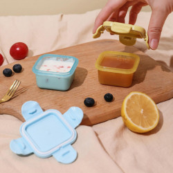 4Pcs Food Container Transparent Good Sealing Buckle Lid Design Stackable BPA-free Mini Fridge Crisper Storage Box