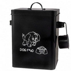 Lidded Pet Food Container Dog Food Storage Bin Large Capacity Food Bucket (Black)