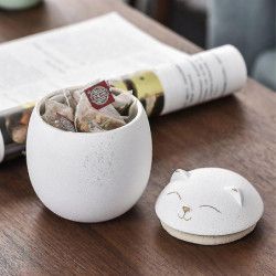Fortune Cat Ceramic Tea Can Storage Tank Large Capacity Portable Moistureproof Portable Travel Small Teahouse [...]