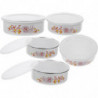 5Pcs Enamel Food Storage Bowls Fresh-keeping Bowls Lidded Food Containers Enamel Preservation Bowls