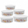 5Pcs Enamel Food Storage Bowls Fresh-keeping Bowls Lidded Food Containers Enamel Preservation Bowls