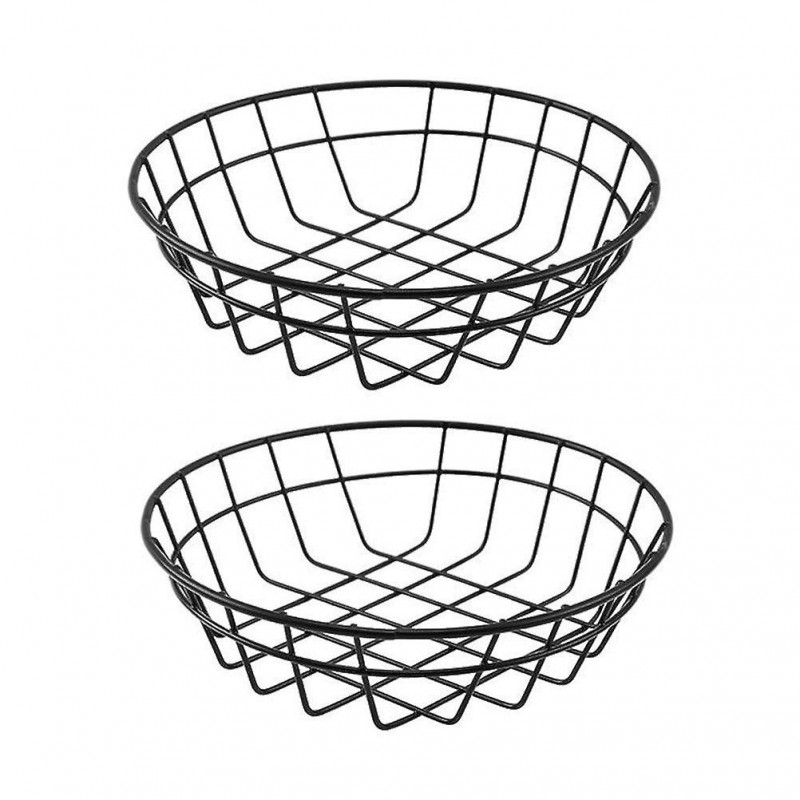 2Pcs Simple Iron Storage Basket Fruit Dessert Snacks Basket Kitchen Food Container