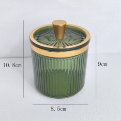 Multifunctional Makeup Cotton Swab Ball Holder Jar With Lid For Home Desktop Clear