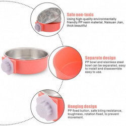 Cage pour chien Bol amovible En acier inoxydable Bol suspendu Cage pour animaux de compagnie Petit bol d’eau [...]