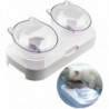 Double Cat Bowl Raised Stand Pet Food Water Bowls Pour Chien Chiot Transparent