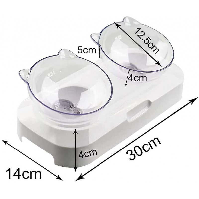 Double Cat Bowl Raised Stand Pet Food Water Bowls Pour Chien Chiot Transparent