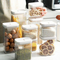 Food Grade Plastic Transparent Storage Box Grain Storage Jar Snap 1pcs White Niuniu