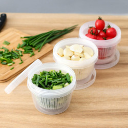 Home Food Refrigerator Draining Sealed Bowl Scallion Ginger Garlic Storage Box Q