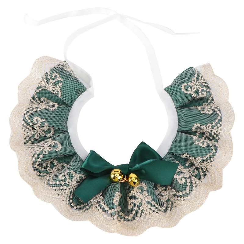 1PC Pet Bell Lace Scarf Practical Pet Cat Dog Rabbit Neckerchief (M (25-30CM)