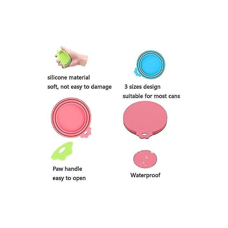 Three Universal Silica Gel Tank Lids For Pet Food Tanks - Dishwasher Safe - Box Lid For Dogs And Cats