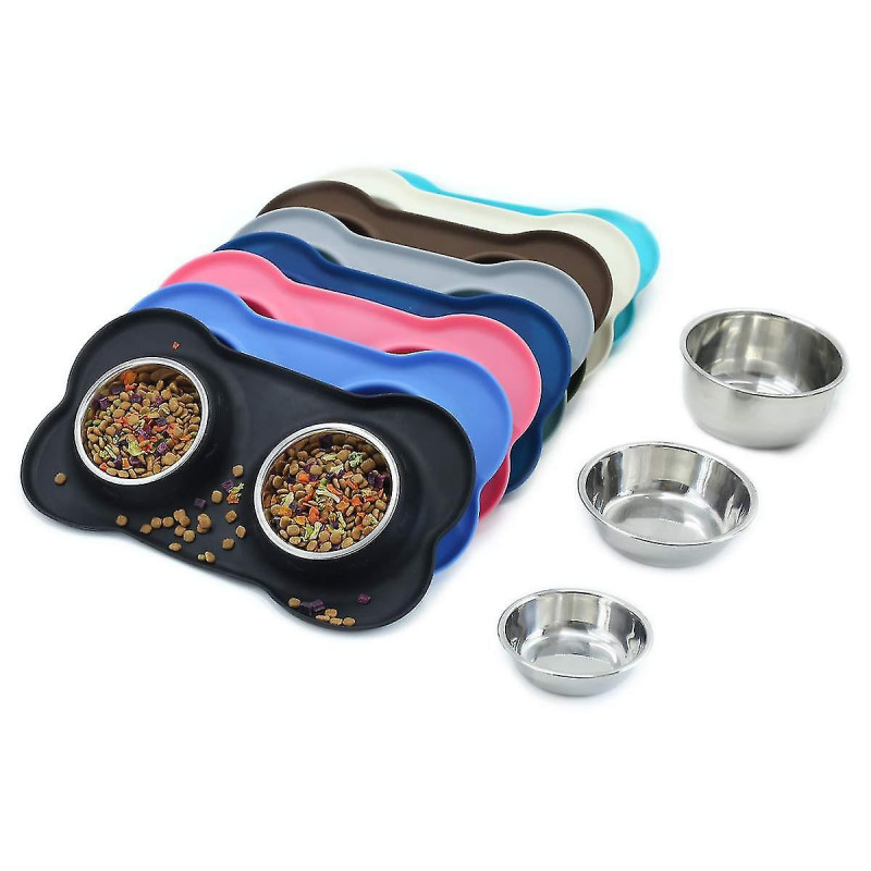 Nouveaux bols pour chiens Mangeoire en acier inoxydable à eau et à nourriture avec tapis en silicone résistant au [...]