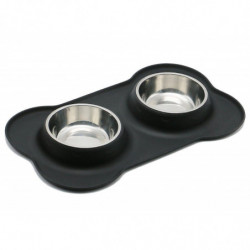 Nouveaux bols pour chiens Mangeoire en acier inoxydable à eau et à nourriture avec tapis en silicone résistant au [...]