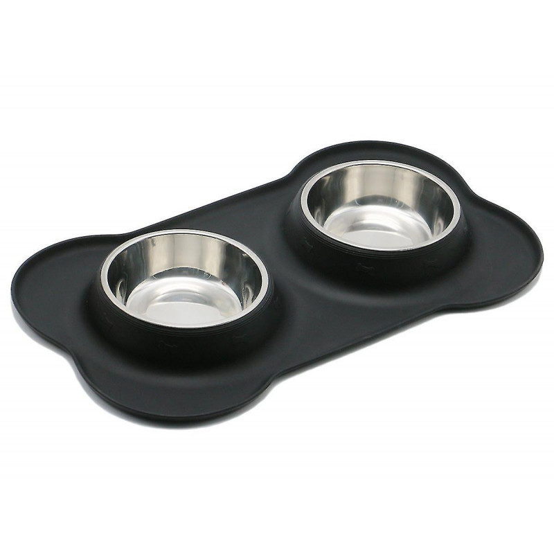 Nouveaux bols pour chiens Mangeoire en acier inoxydable à eau et à nourriture avec tapis en silicone résistant au [...]