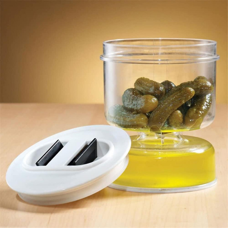 Pickle Jar With Strainer Flip, Olive Dispenser Dry Wet Cucumber Juice Separator Container For Airtight Food [...]