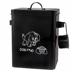 Lidded Pet Food Container Dog Food Storage Bin Large Capacity Food Bucket (black)