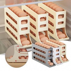 Automatic Sliding Egg Storage Box Large Capacity Portable Egg Container for Kitchen