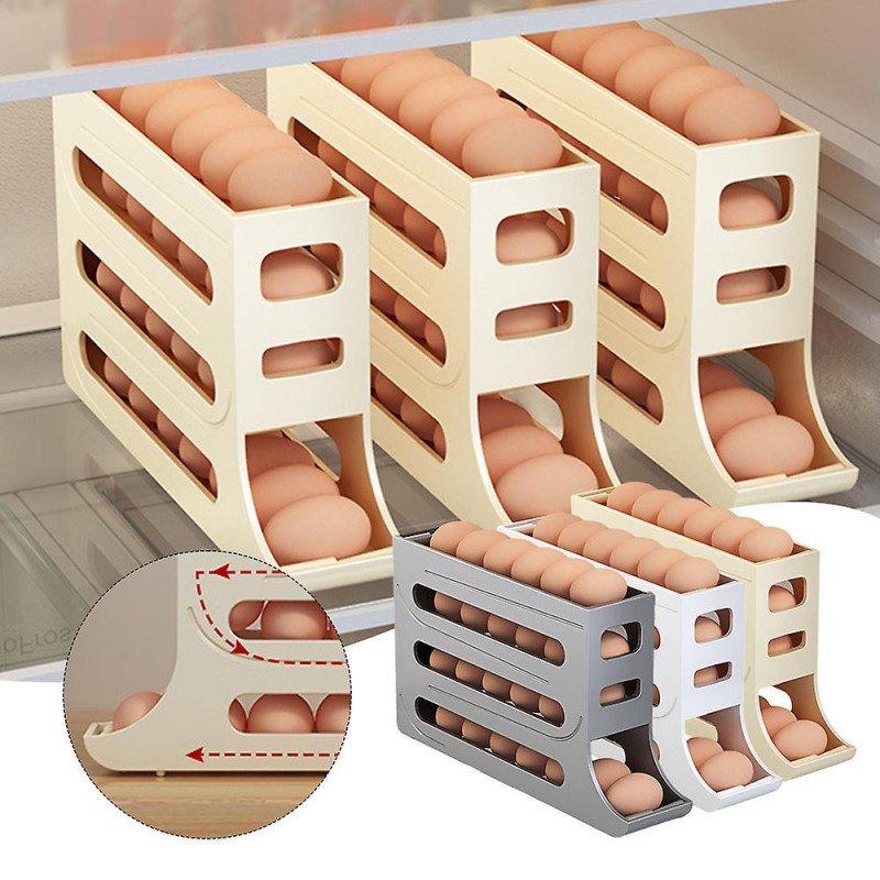 Automatic Sliding Egg Storage Box Large Capacity Portable Egg Container for Kitchen