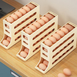 Automatic Sliding Egg Storage Box Large Capacity Portable Egg Container for Kitchen