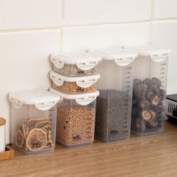 Plastic Airtight Food Container Sealing Storage Canister With Lid Cereal Seasoning Jar Sealed Flour