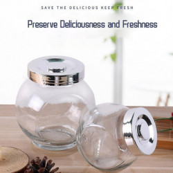 Round Glass Medium Candy Storage Jar With Lid Moisture-proof Fresh-keeping Box For Home Daily Food Storage