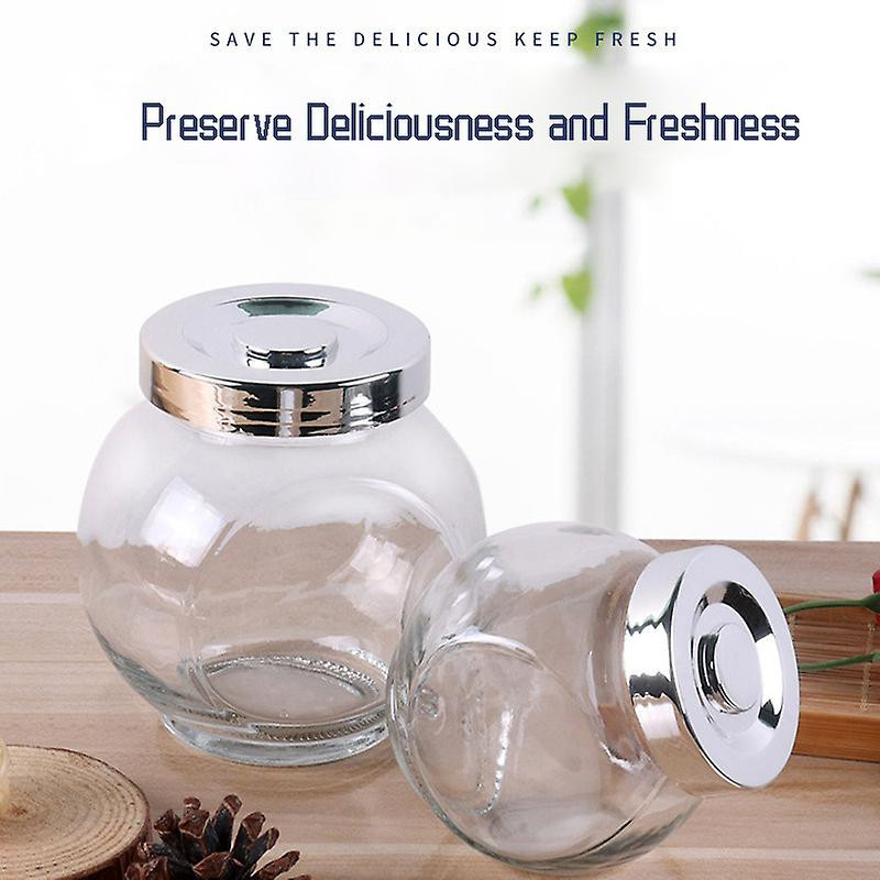 Round Glass Medium Candy Storage Jar With Lid Moisture-proof Fresh-keeping Box For Home Daily Food Storage
