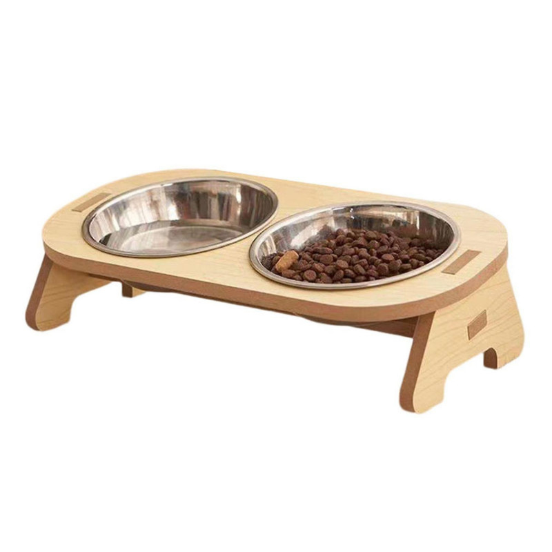 Pet Feeder Single/Double Cat Food Bowl with Anti-Knockover Design Dog Water Feeding Container for Sm
