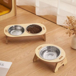 Pet Feeder Single/Double Cat Food Bowl with Anti-Knockover Design Dog Water Feeding Container for Sm