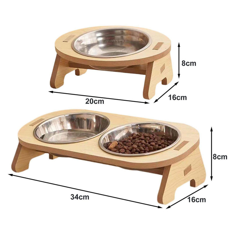 Pet Feeder Single/Double Cat Food Bowl with Anti-Knockover Design Dog Water Feeding Container for Sm