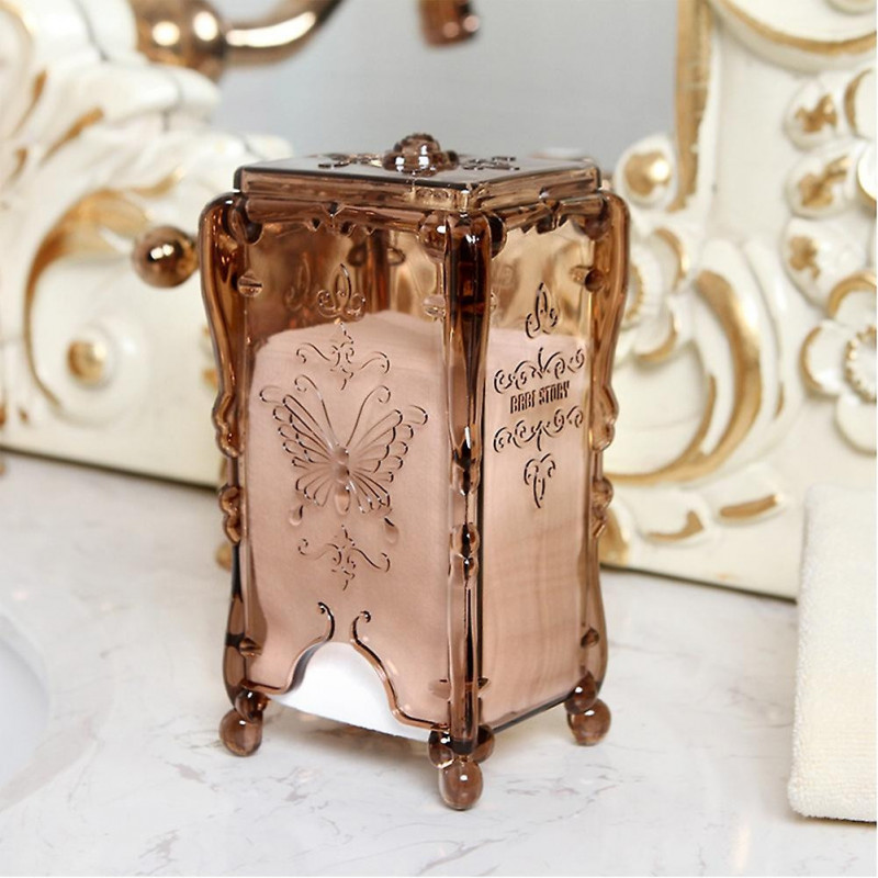 Vintage Dust Proof Cosmetic Cotton Pad Pull Out Dispenser Container Storage Box