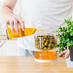 Pickle and Olive Hourglass Jar, Pickle Flip Jar Separated From Wet and Dry, Pickle Jar with Strainer Flip, Separator