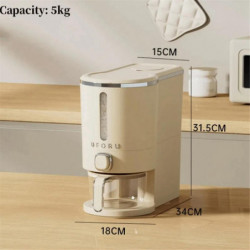 Sealed Rice Bucket Kitchen Rice Storage Box Moisture Proof Insect-Proof Flap Rice Bucket with Cup 1