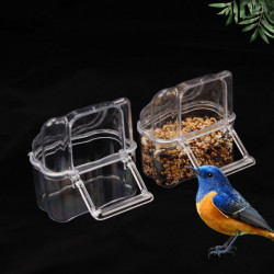 Parakeet Feeder Box Pet Cage Plastic Food Container Birds Clear Dispenser