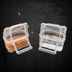 Parakeet Feeder Box Pet Cage Plastic Food Container Birds Clear Dispenser
