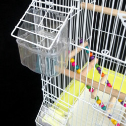 Parakeet Feeder Box Pet Cage Plastic Food Container Birds Clear Dispenser