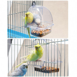 Clear Plastic Food & Water Dispenser Bowl for Bird Cage Drawer Design Easy Use