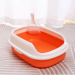Open Box Toilet Pet Container Bedpan with Kitten Orange