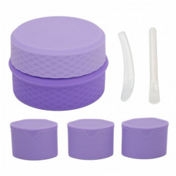 Travel Silicone Makeup Containers Set with 3 Dispensers Refillable Empty Silicone Cream Jars with Sealed Lids and Spoon