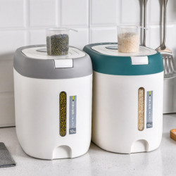 Seau de riz scellé Ménage Grande capacité Boîte de stockage de riz étanche à l’humidité pour conteneur, vert foncé